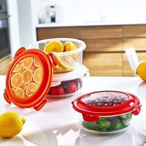 Cutie alimente click 700 ml decorata rotunda cu diferite decoruri