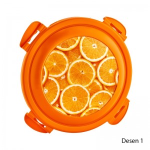 Poza Cutie alimente click 700 ml rotunda decorata portocala
